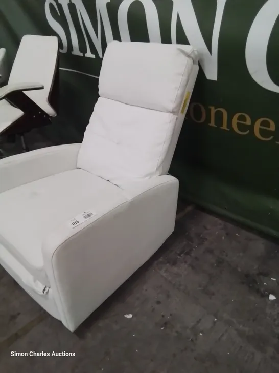 DESIGNER MANUAL RECLINING EASY CHAIR WHITE FAUX LEATHER 