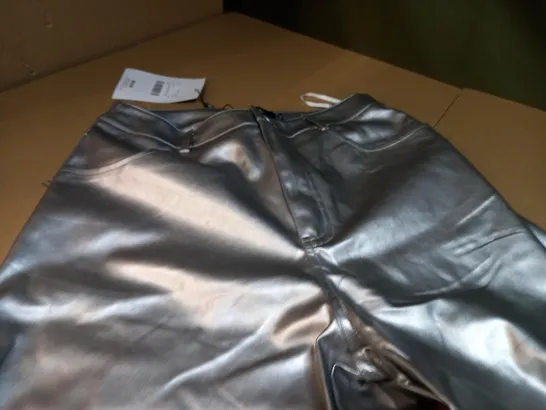 KYO HIGH WAISTED METALLIC TROUSER IN SILVER - UK 12