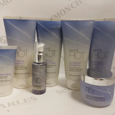 BOX OF APPROX 7 WHITE HOT ITEMS TO INCLUDE SHAMPOO, CONDITIONER AND INTENSE LUSTRE MASK