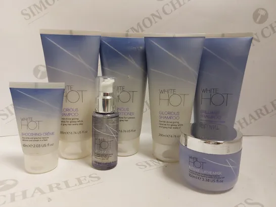 BOX OF APPROX 7 WHITE HOT ITEMS TO INCLUDE SHAMPOO, CONDITIONER AND INTENSE LUSTRE MASK