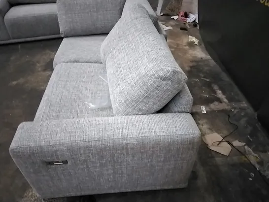 QUALITY BRITISH DESIGNED LOUNGE CO LIGHT GREY PATTERNED ELECTRIC RECLINING SOFA SECTION