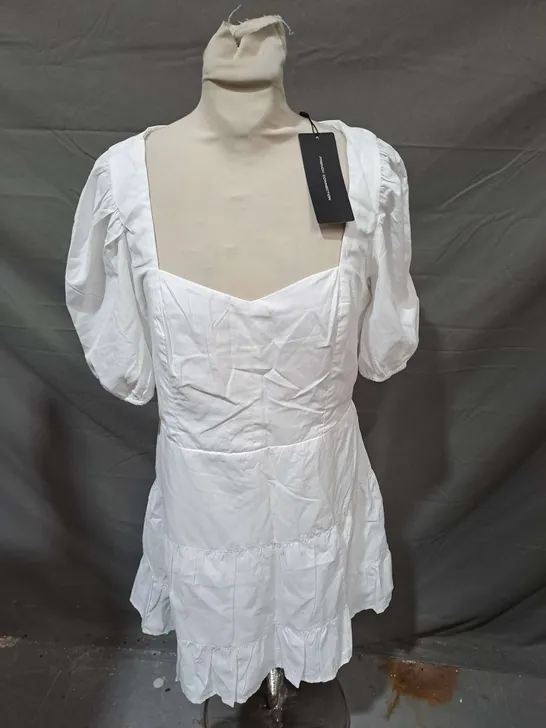 FRENCH CONNECTION WHITE COTTON SWEETHEART DRESS - UK 16