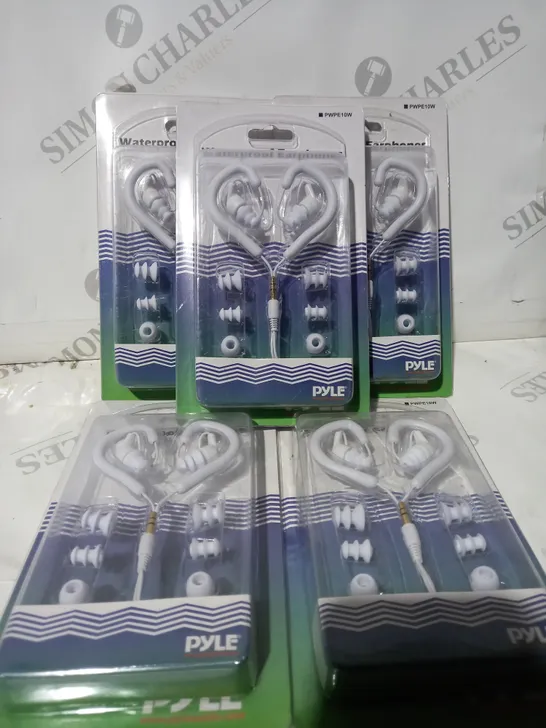 5 BOXED PYLE MARINE SPORT WATERPROOF EARPHONES PWPE10W