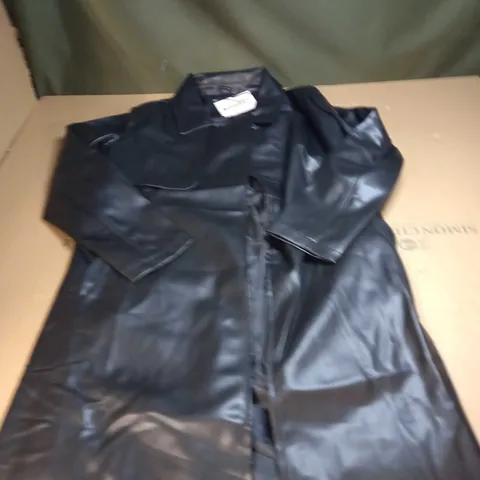 MISSGUIDED SELF BELT FAUX LEATHER COAT SIZE XS