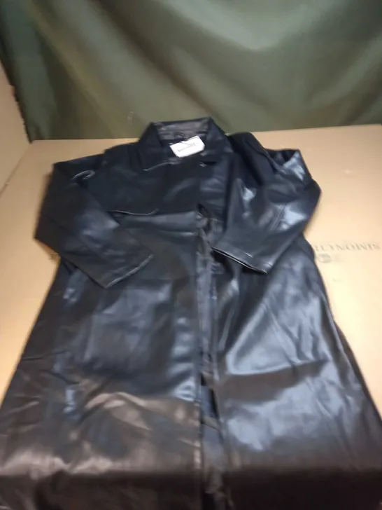 MISSGUIDED SELF BELT FAUX LEATHER COAT SIZE XS