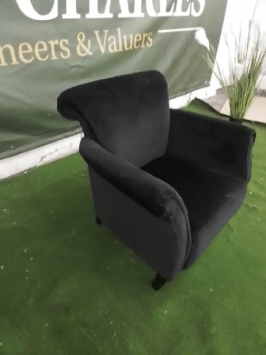 DESIGNER HARMONY BLACK VELVET ARM CHAIR