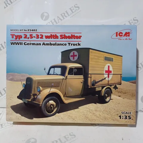 BOXED ICM MODEL KIT 35402 - WWII GERMAN AMBULANCE TRUCK