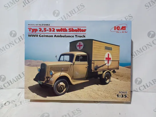 BOXED ICM MODEL KIT 35402 - WWII GERMAN AMBULANCE TRUCK