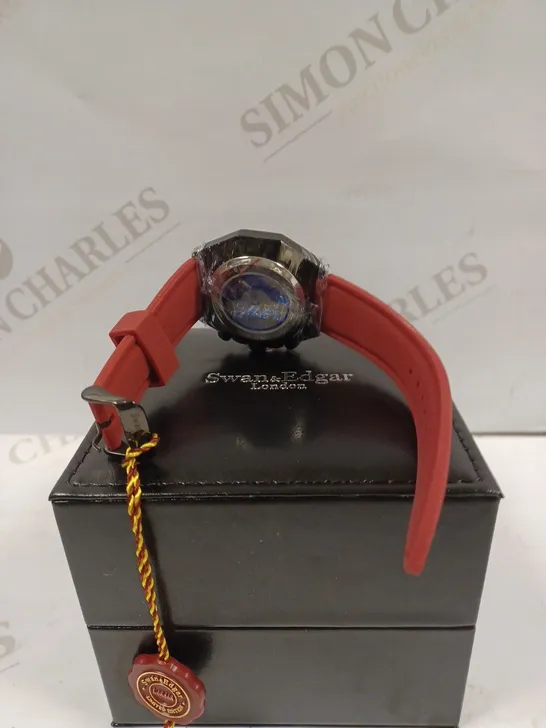  LIMITED EDITION SWAN & EDGAR HAND ASSEMBLED FORTRESS AUTOMATIC RED WATCH RRP £205