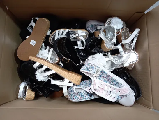 APPROXIMATELY 12NASSORTED KIDS PAIRS OF SHOES IN VARIOUS COLOURS, STYLES, AND SIZES