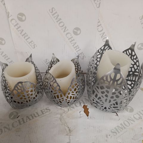 ALISON CORK SET OF CANDLE HOLDERS WITH LED CANDLES COLLECTION