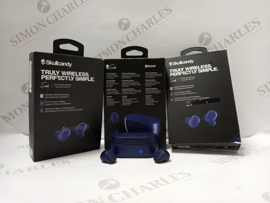 BOX OF 3 SKULLCANDY SESH TRUE WIRELESS EARBUDS & CHARGING CASE - BLUETOOTH - INDIGO BLUE