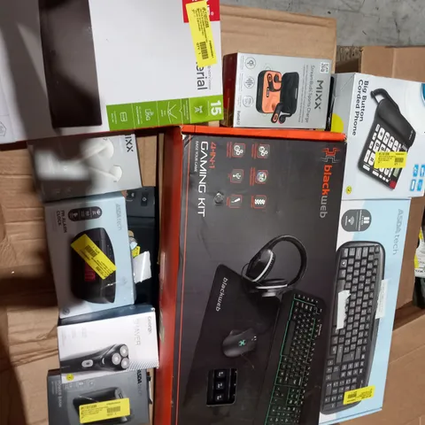 LARGE BOX OF ASSORTED ELECTRICAL GOODS TO INCLUDE;