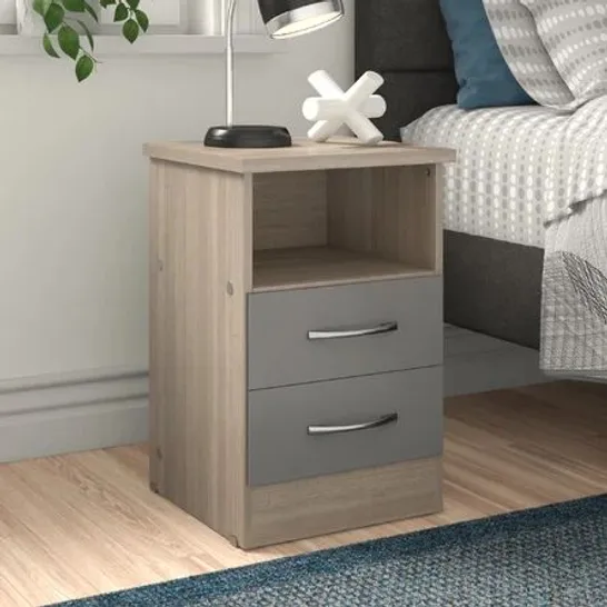 BOXED SAYVILLE 2 DRAWER BEDSIDE TABLE 