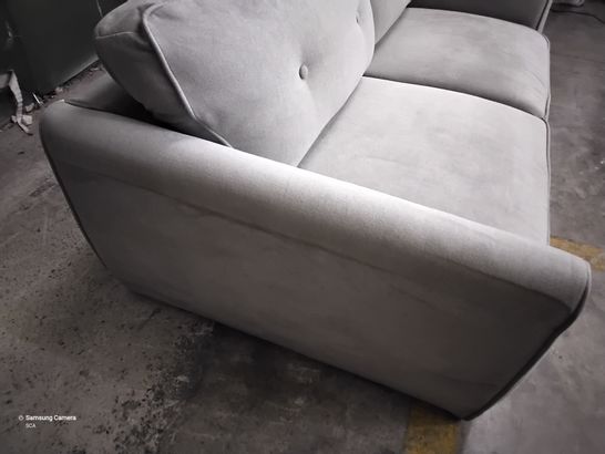 DESIGNER GREY FABRIC FIXED THREE SEATER SOFA 