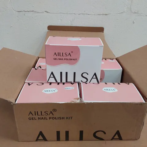 BOX OF APPROXIMATELY 6X AILLSA GEL NAIL POLISH KITS - APPROXIMATELY 6X 8ML NAIL POLISH PER KIT (1 BOX)