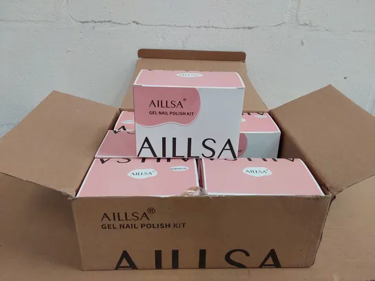 BOX OF APPROXIMATELY 6X AILLSA GEL NAIL POLISH KITS - APPROXIMATELY 6X 8ML NAIL POLISH PER KIT (1 BOX)