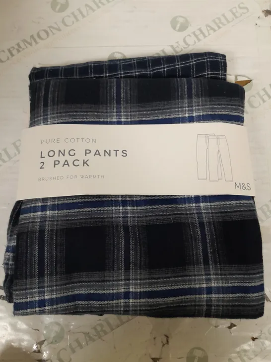 M&S MENS M&S COLLECTION BRUSHED COTTON PYJAMA BOTTOMS, 2 PACK - SIZE XL