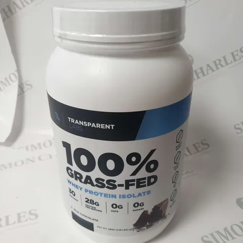 TUB OF TRANSPARENT LABS 100% GRASS FED WHEY PROTEIN ISOLATE MILK CHOCOLATE 989G