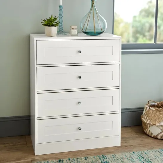 BOXED AZEEZAH 4 DRAWER 75cm W CHEST OF DRAWERS (1 BOX)