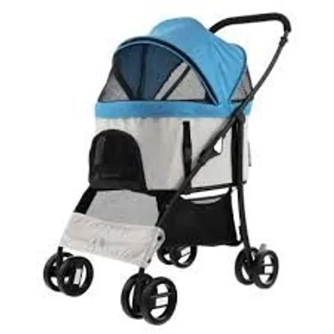 BOXED COSTWAY FOLDABLE PET STROLLER WITH 4-LEVEL ADJUSTABLE CANOPY AND STORAGE BASKET - BLUE