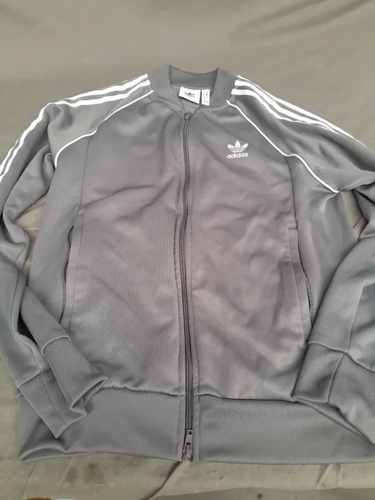 ADIDAS ZIP UP LONG SLEEVE JACKET IN GREY - UK MEDIUM