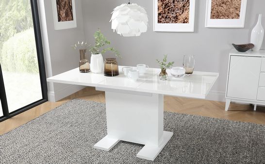 BOXED DESIGNER OSAKA WHITE HIGH GLOSS 120-160CM EXTENDING DINING TABLE ( 2 OF 2 BOXES, COMPLETE)
