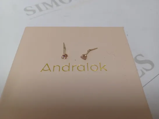 ANDRALOK GOLD EFFECT EARRING WITH PINK STONE