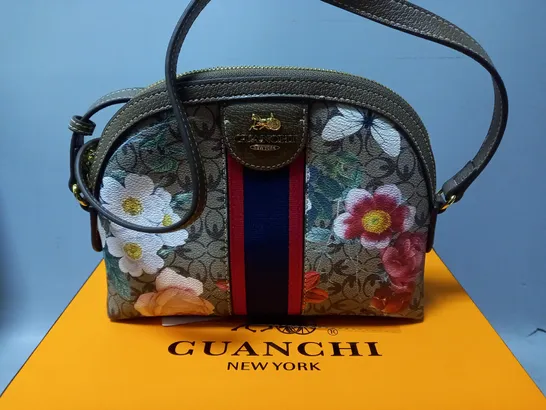 BOXED GUANCHI OVER SHOULDER FLORAL HAND BAG 