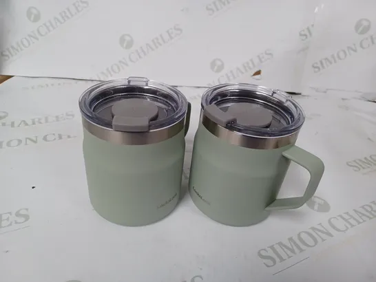 LOCK & LOCK SET OF INSULATED STAINLESS STEEL MUGS - SAGE