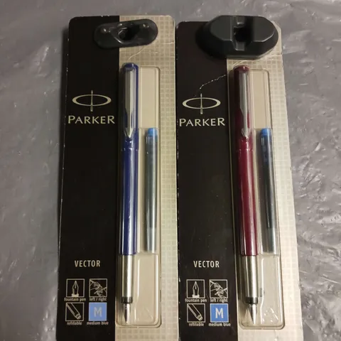 PAIR OF BOXED PARKER VECTOR FOUNTAIN PENS - RED/BLUE