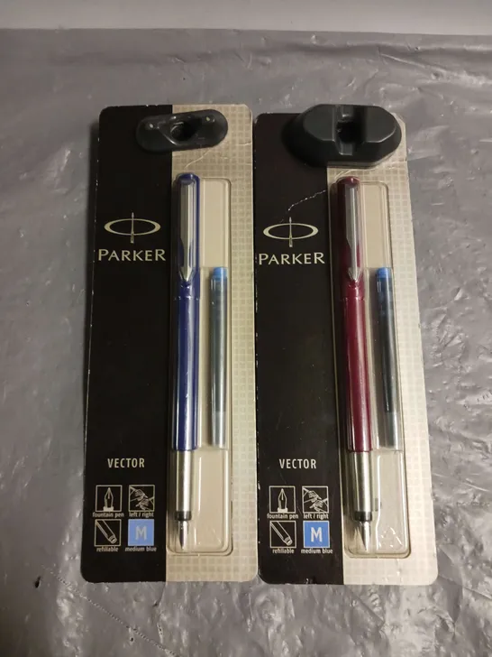 PAIR OF BOXED PARKER VECTOR FOUNTAIN PENS - RED/BLUE