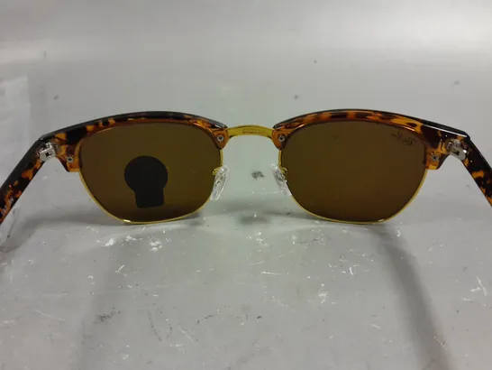 RAY BAN GLASSES WITH G-15 LENSES AND PATTERNED BROWN FRAME IN CASE 