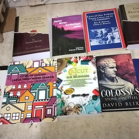 BOX OF APPROXIMATELY 20 ASSORTED BOOKS INCLUDING LAW, PUZZLE AND WAR