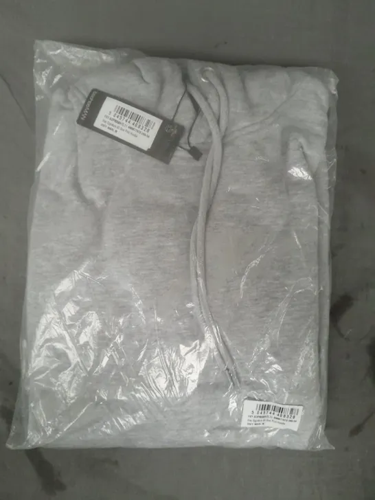 BOOHOO MAN SIGNATURE ALL OVER PRINT HOODIE IN GREY SIZE MEDIUM