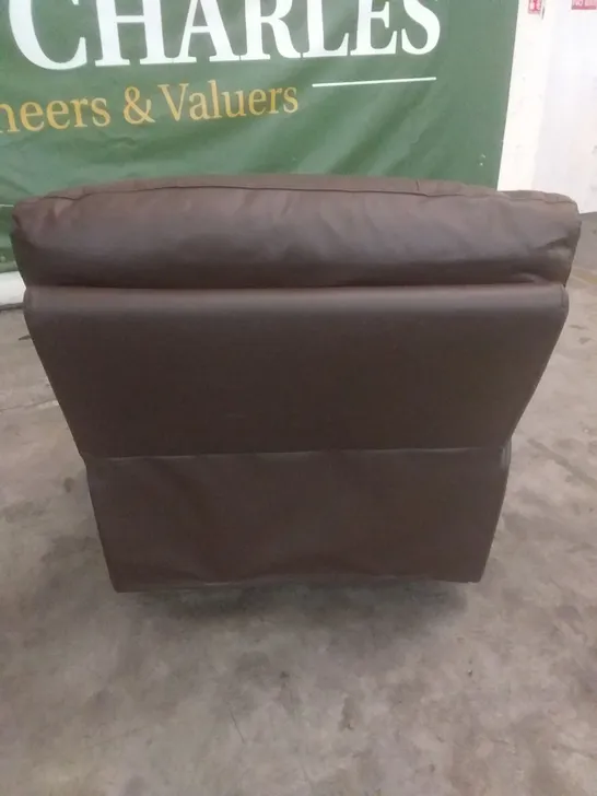 DESIGNER MANUAL RECLINING EASY CHAIR BROWN LEATHER