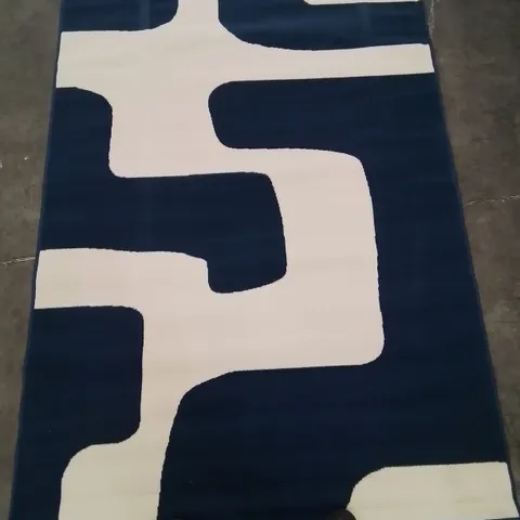 QUALITY DESIGNER MAESTRO GEO BLOCKS NAVY DESIGN AREA RUG 160/230