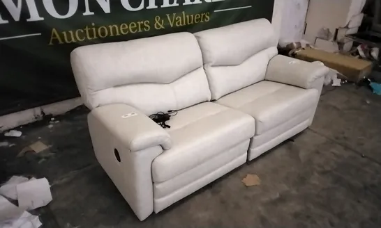 QUALITY BRITISH DESIGNED & MANUFACTURED G PLAN CREAM LEATHER ELECTRIC RECLINING 3 SEATER SOFA