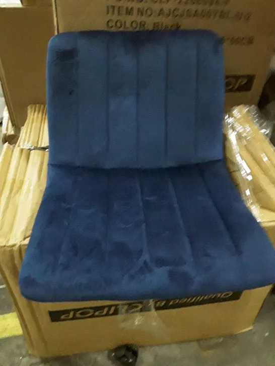 BOX CONTAINING 2 BLUE VELVET DINING CHAIRS
