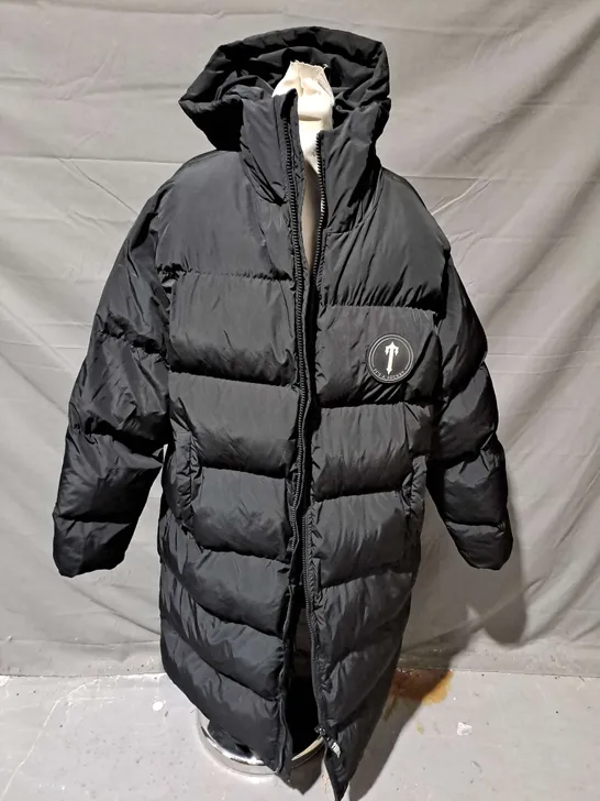 TRAPSTAR BLACK HEAVY PADDED JACKET WITH HOOD - MEDIUM