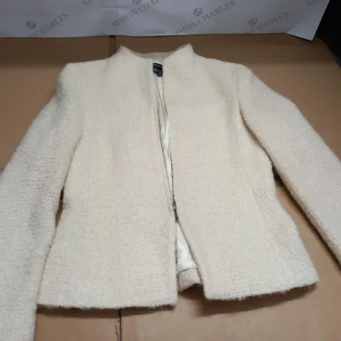 ZARA WOMEN TEXTURED CREAM JACKET - EUR 38