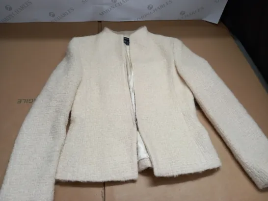 ZARA WOMEN TEXTURED CREAM JACKET - EUR 38