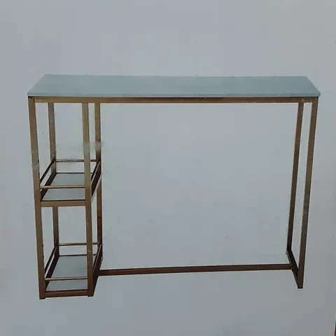 BOXED KENDAL BAR TABLE IN MARBLE EFFECT - H94.5 X W124.5 X D55CM 