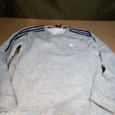 ADIDAS GREY SWEATSHIRT WITH BLUE STRIPES - SIZE L