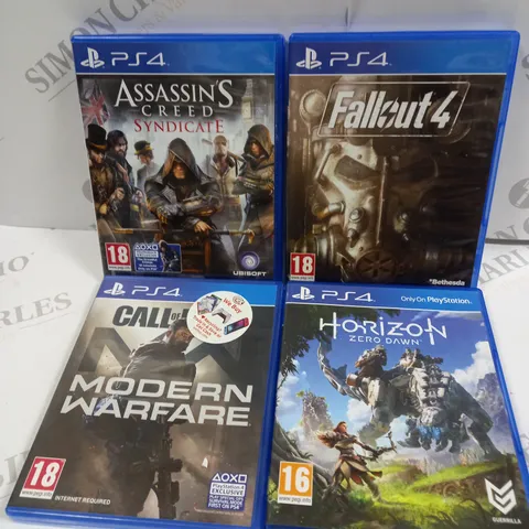 LOT OF 4 ASSORTED PS4 GAMES TO INCLUDE FALLOUT 4 AND HORIZON ZERO DAWN