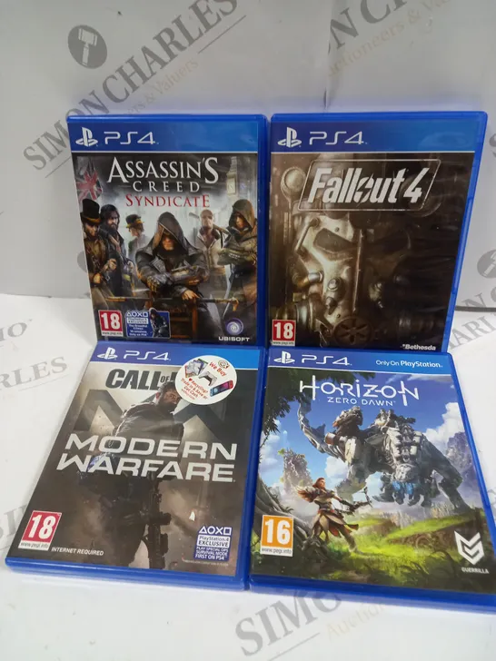 LOT OF 4 ASSORTED PS4 GAMES TO INCLUDE FALLOUT 4 AND HORIZON ZERO DAWN