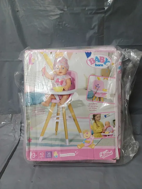 BOXED BABY BORN HIGH CHAIR  RRP £28.99