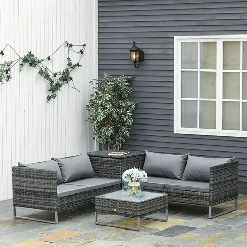 BOXED KEANA 4 SEATER RATTAN CORNER SOFA (BOX 1 OF 2 ONLY)