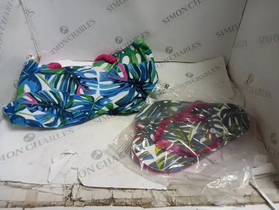 TROPICAL BAGS AND SLIPPERS SIZE  M/L