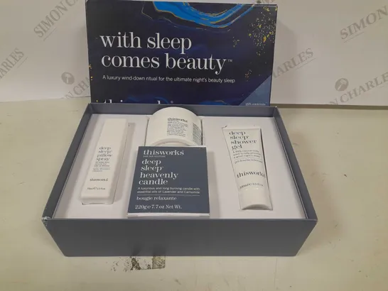 BOXED THIS WORKS WITH SLEEP COMES BEAUTY GIFT SET 